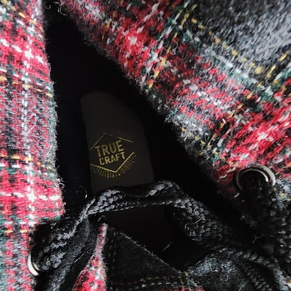 True Craft Boots-Lace Up Fold Down to Red Plaid Booties-Women's 6M - Picture 9 of 10